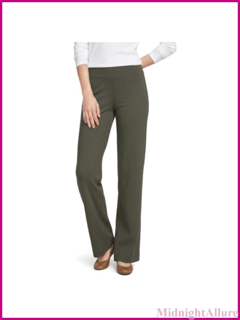 Starfish Straight Leg Pull On Pants Cotton Spandex Jersey Mid Rise Work Slacks